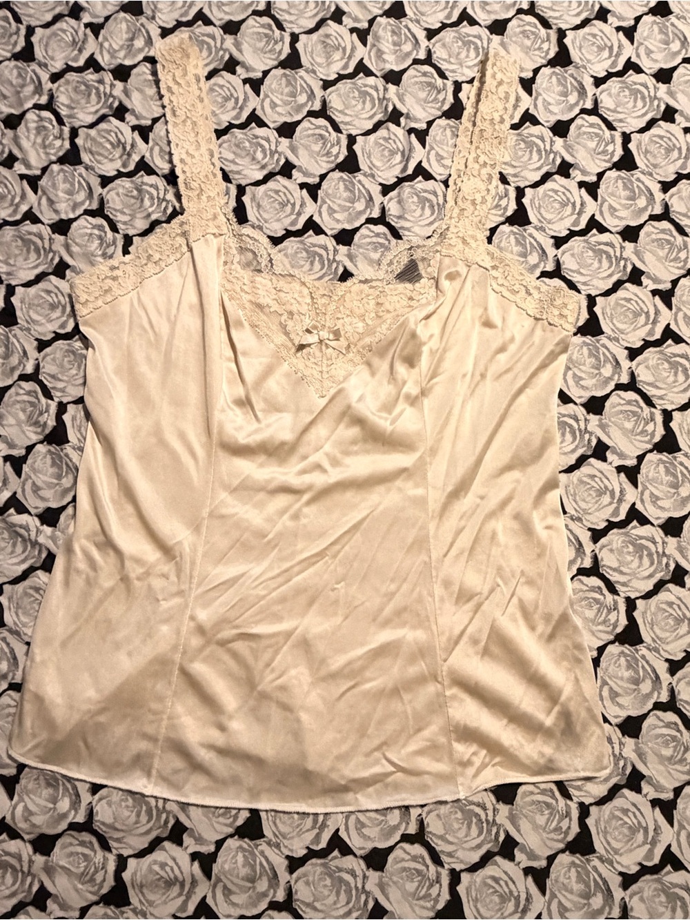 Lace-Trim Cream Camisole Top M Vintage Olga
